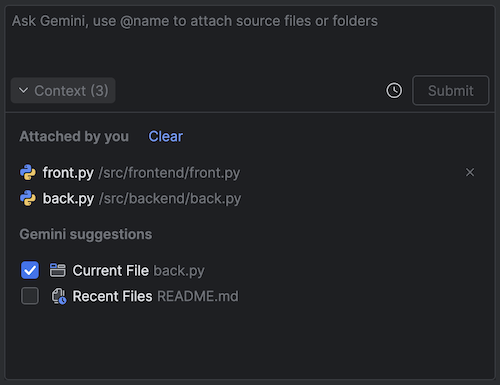 IntelliJ 用 Gemini Code Assist のコンテキスト ドロワー