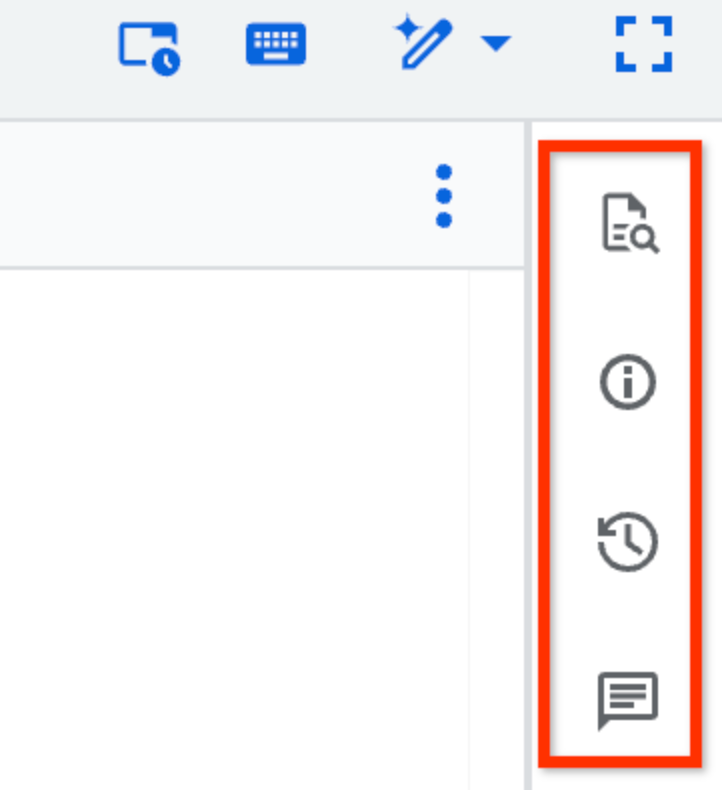 Barre d&#39;outils à côté du notebook.