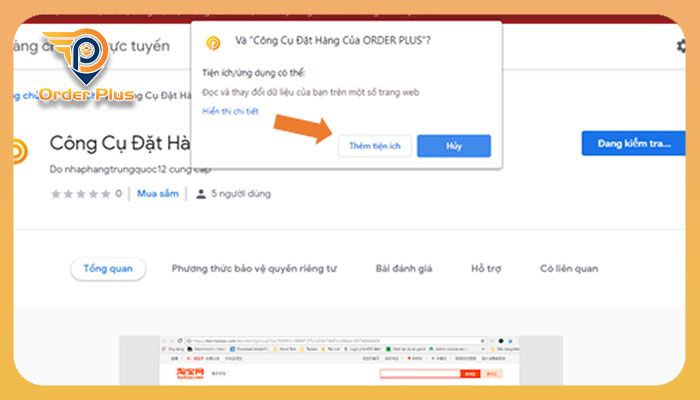 nhấn “Thêm tiện ích” và đợi đến khi phần mềm cài đặt xong vào trình duyệt.