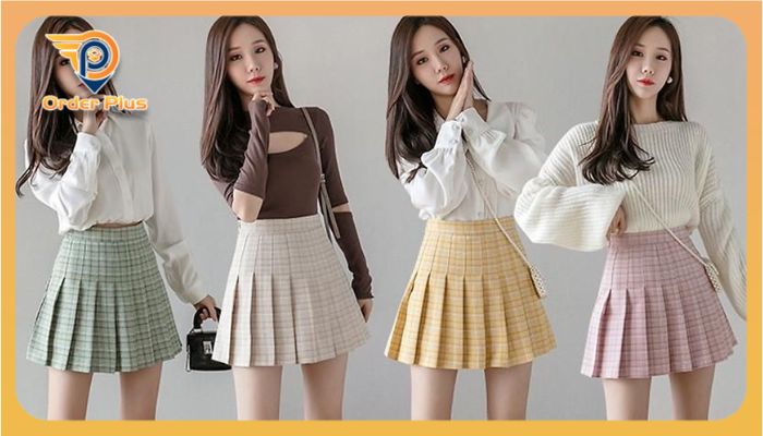 Chân váy chữ A xếp ly