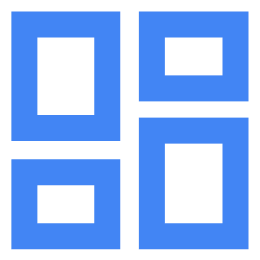 Icono de sitio web azul de cuatro cuadros azules